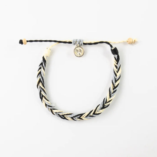 Islander - Black, Grey Cream Plaited Bracelet