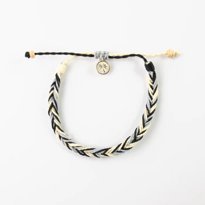 Islander - Black, Cream Grey Plaited Anklet