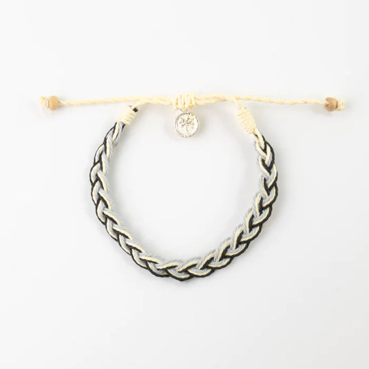 Islander - Grey Black Cream Plaited Bracelet