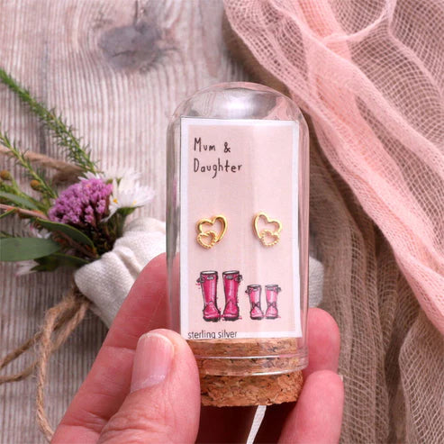 Mum & Daughter - Gold Message Bottle Earrings