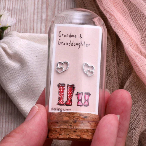 Grandma & Grandaughter - Message Bottle Earrings