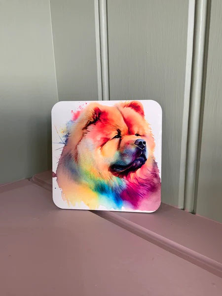 Chow Dog Mug & Coaster Rainbow Design 1