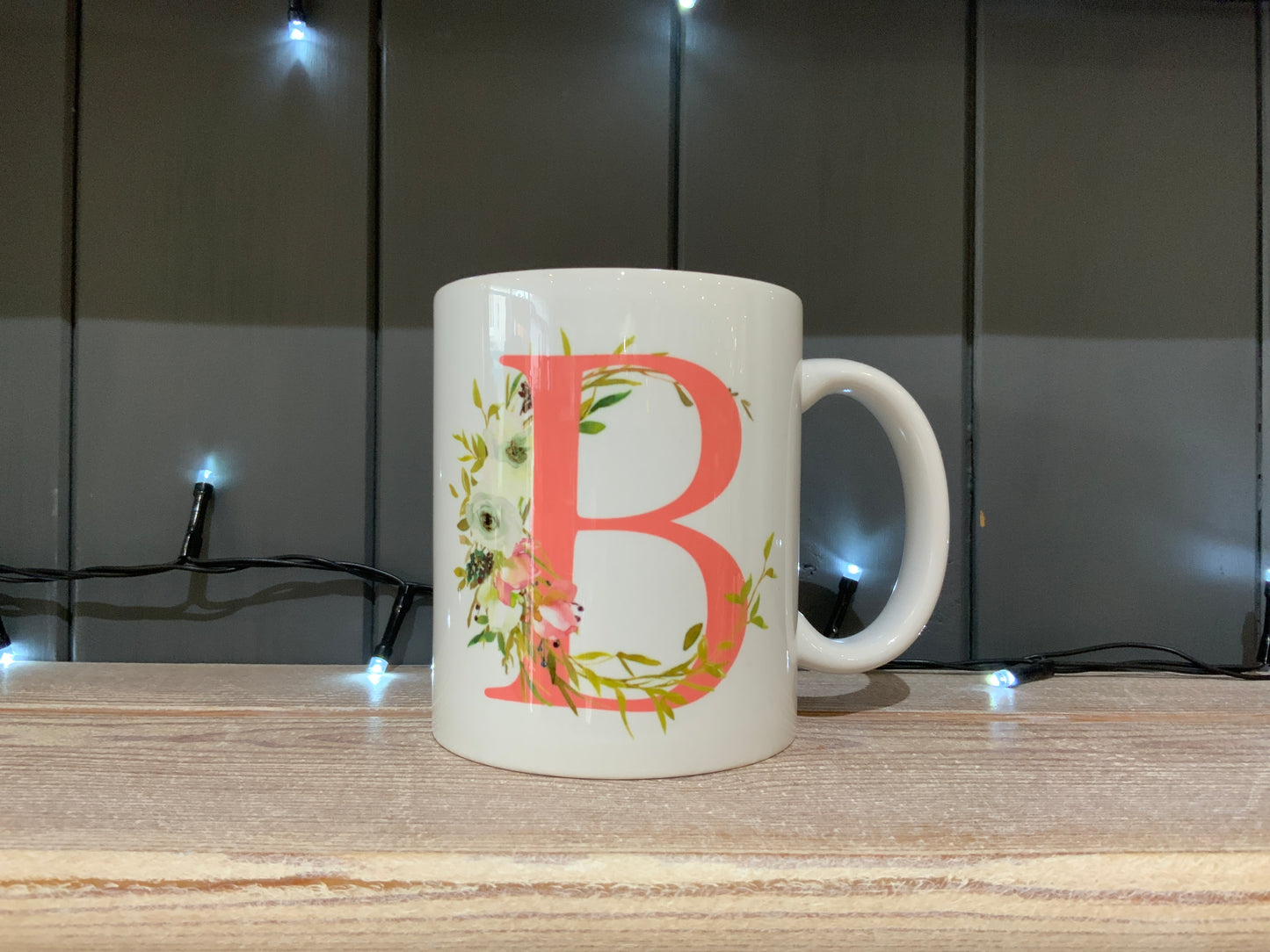 Pink Floral Initial Mug & Coaster