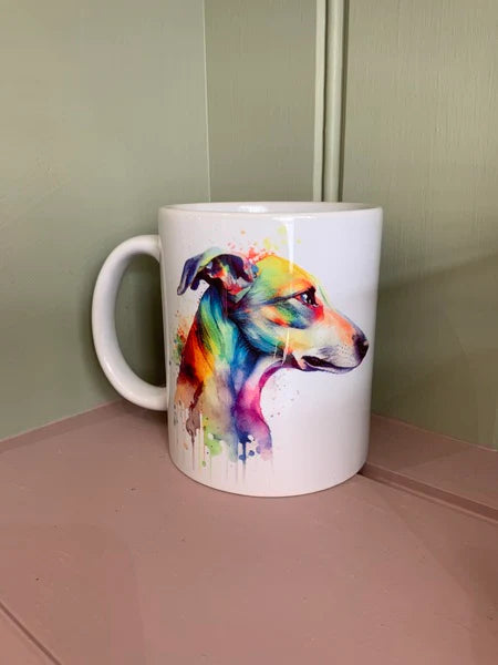 Greyhound Mug & Coaster Rainbow Design 1