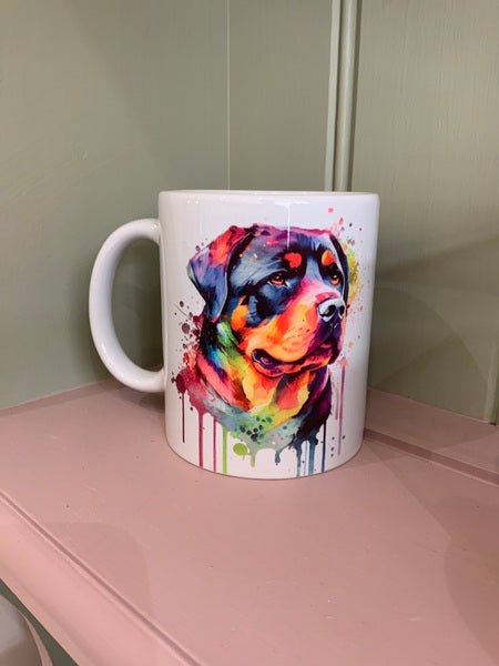 Rottweiler Mug & Coaster Rainbow Design 1