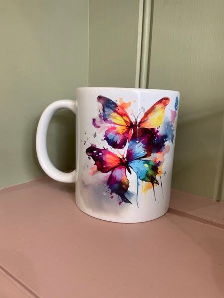 Butterfly Mug & Coaster Rainbow Design 2