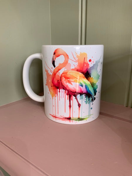 Flamingo Rainbow Mug & Coaster Design 1