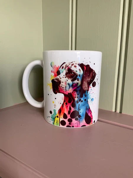 Dalmatian Dog Mug & Coaster Rainbow Design 2