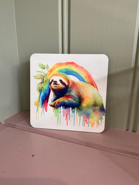 Sloth Rainbow Coaster Design 1