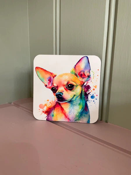 Chihuahua Dog Mug & Coaster Rainbow Design 1