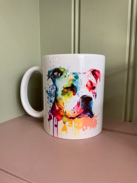 Staffie Dog Mug & Coaster Rainbow Design 2