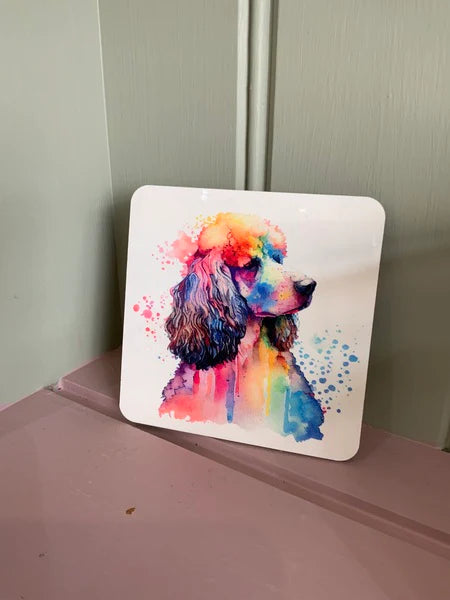 Poodle Mug & Coaster Rainbow Design 2