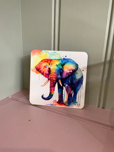 Elephant Rainbow Mug & Coaster Design 1