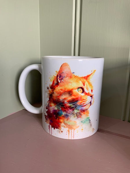 Orange Cat Rainbow Mug Design 1