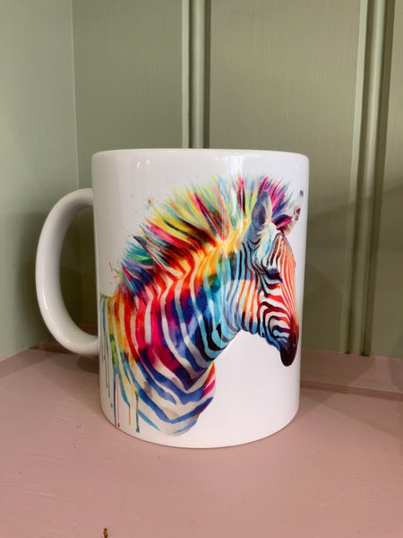 Zebra Rainbow Mug & Coaster Design 1