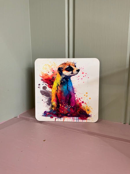 Meerkat Rainbow Coaster Design 2