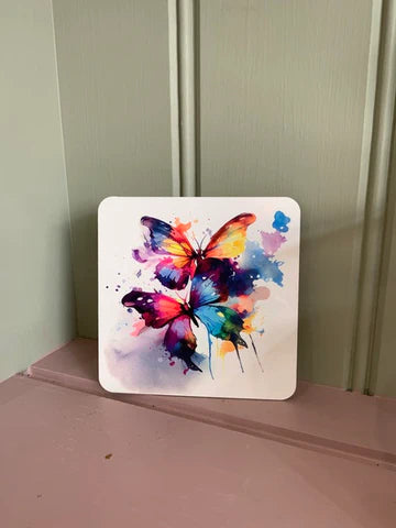 Butterfly Mug & Coaster Rainbow Design 2