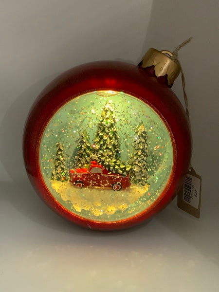 (223) Light Up Glitter Bauble - Truck and Tree