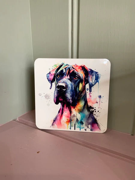 Great Dane Mug & Coaster Rainbow Design 1