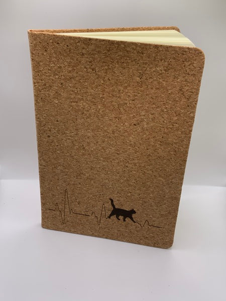 (223) Cat Heart Beat Cork A5 Notebook