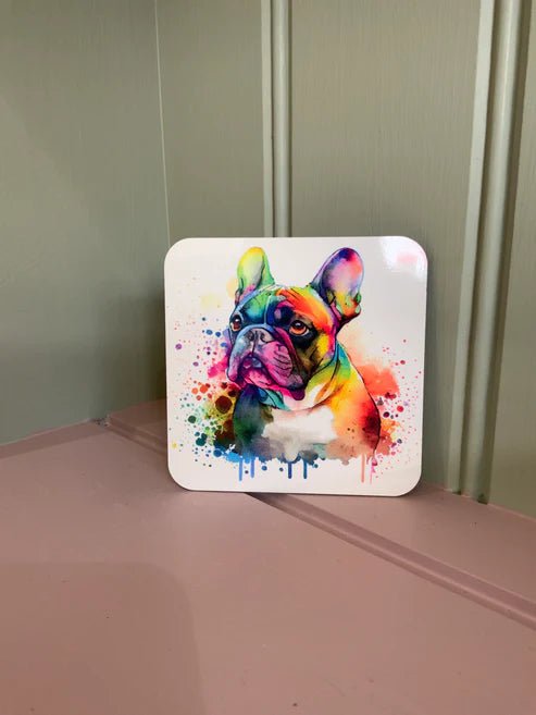 French Bulldog Dog Mug & Coaster Rainbow Design 4