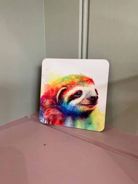 Sloth Rainbow Coaster Design 2