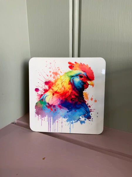 Chicken Mug & Coaster Rainbow Design 2
