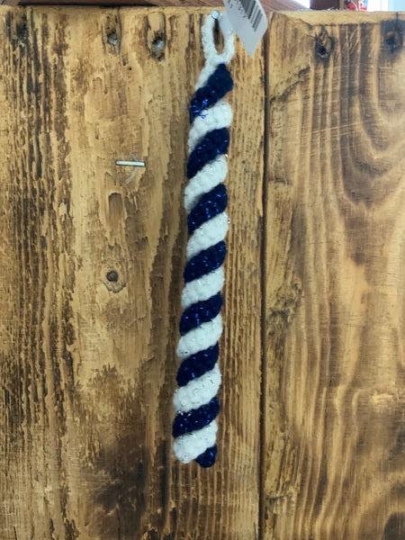 (261) Dark Blue and White Crochet Christmas Icicle