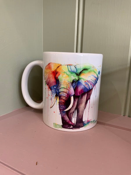 Elephant Rainbow Mug & Coaster Design 2