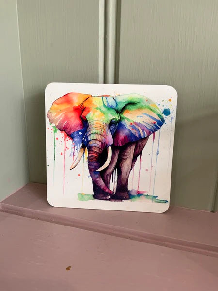 Elephant Rainbow Mug & Coaster Design 2