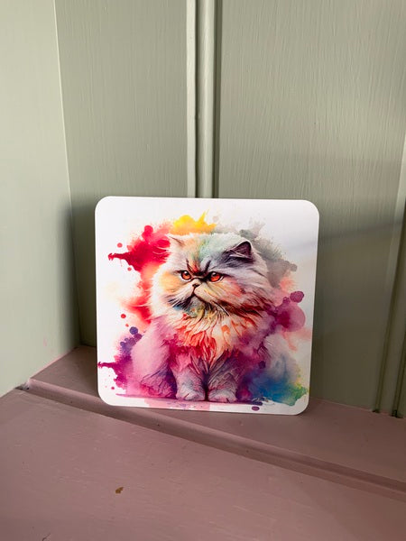 Persian Cat Rainbow Coaster Design 1