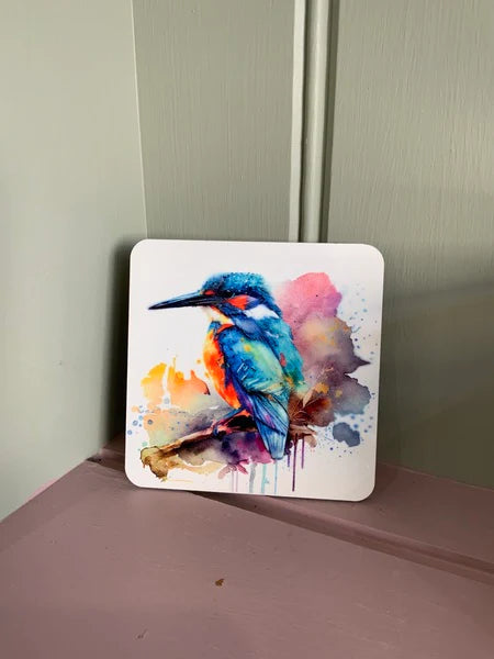 King Fisher Bird Rainbow Mug & Coaster Design 1