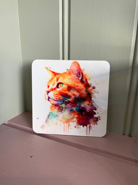 Orange Cat Rainbow Coaster Design 1