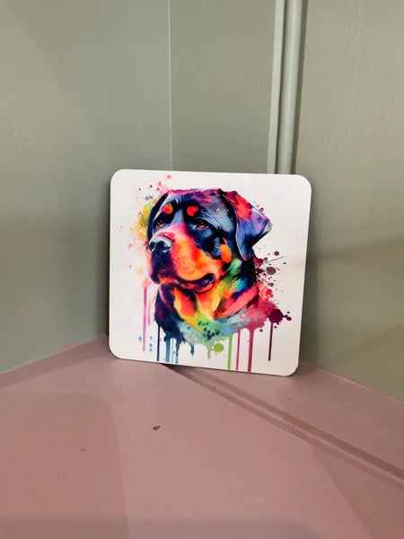 Rottweiler Mug & Coaster Rainbow Design 1