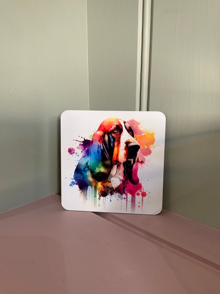 Basset Hound Dog Rainbow Mug & Coaster