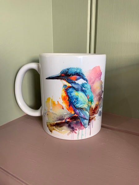 King Fisher Bird Rainbow Mug & Coaster Design 1