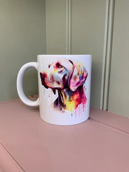 Weimaraner Dog Mug & Coaster Rainbow Design 1