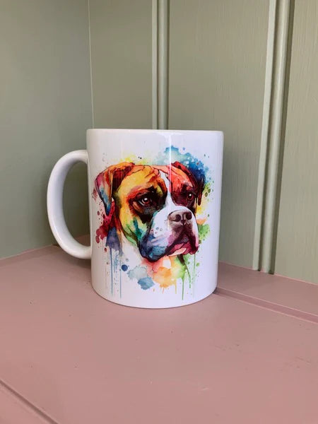 Boxer Dog Mug & Coaster Rainbow Design 1