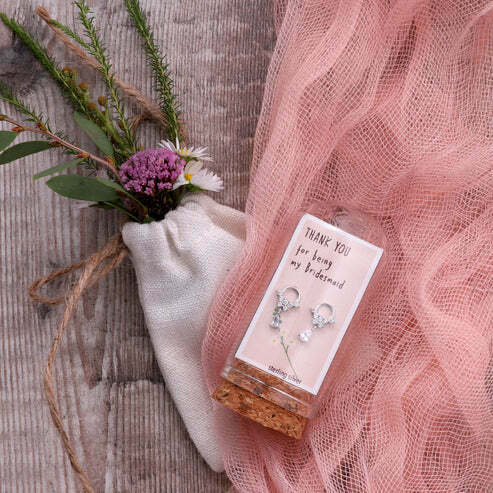 Thank You For Being My Bridesmaid - Message Bottle Earrings