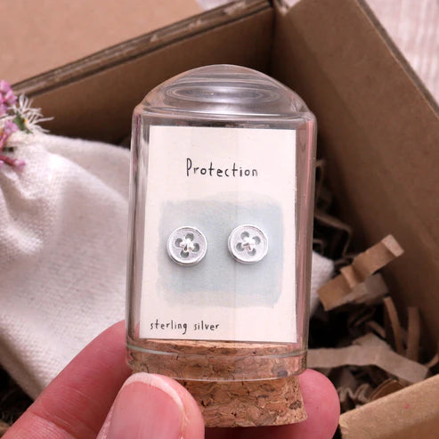 Protection Button Message Bottle Earrings