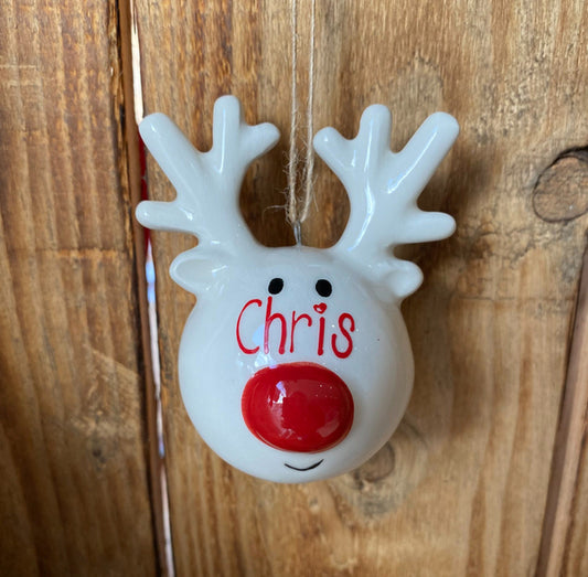 Personalised Ceramic Reindeer Face Hanger