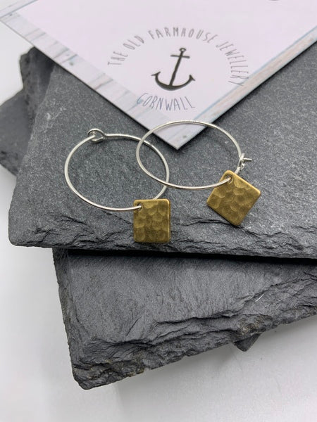 Square - Small Brass Earrings