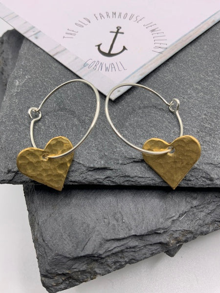 Heart - Small Brass Earrings