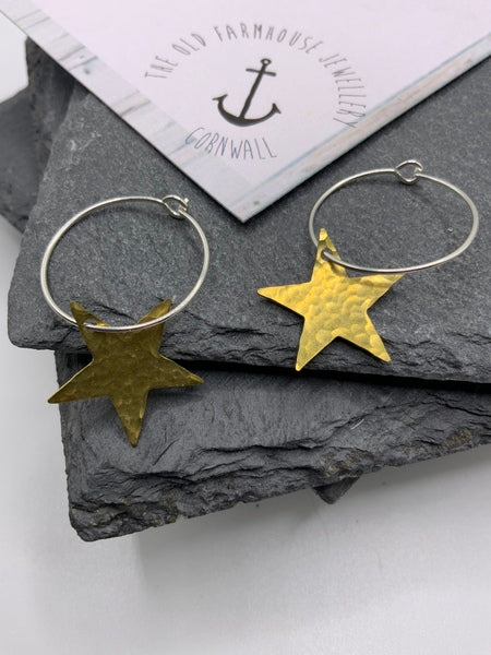 Star - Small Brass Earrings