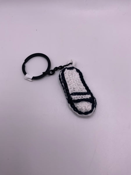 (261) Crochet Flip Flop Keyring - Black and White