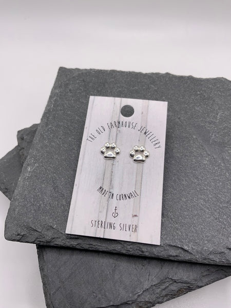 Sterling Silver Mini Studs - Paw Print