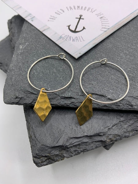 Diamond - Small Brass Earrings