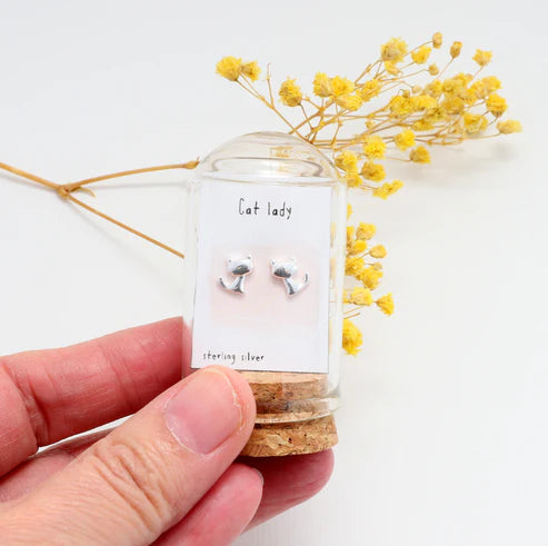 Cat Lady - Message Bottle Earrings