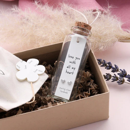 Love You With All My Heart Message Bottle Earrings