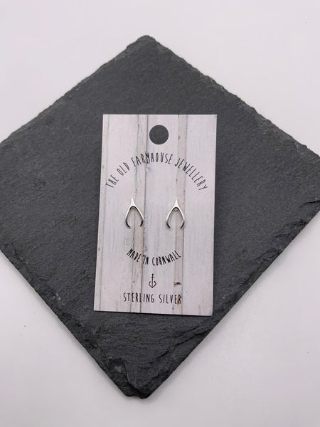 Sterling Silver Mini Studs - Wishbone